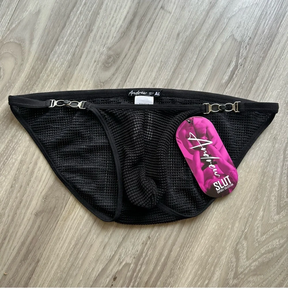 Andrew Christian | Garter Capsule Mesh Easy-Off Brief in Black (Small) - Picture 2 of 16